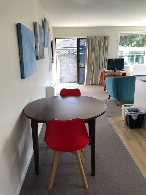 Small table could be used as a desk to work from.