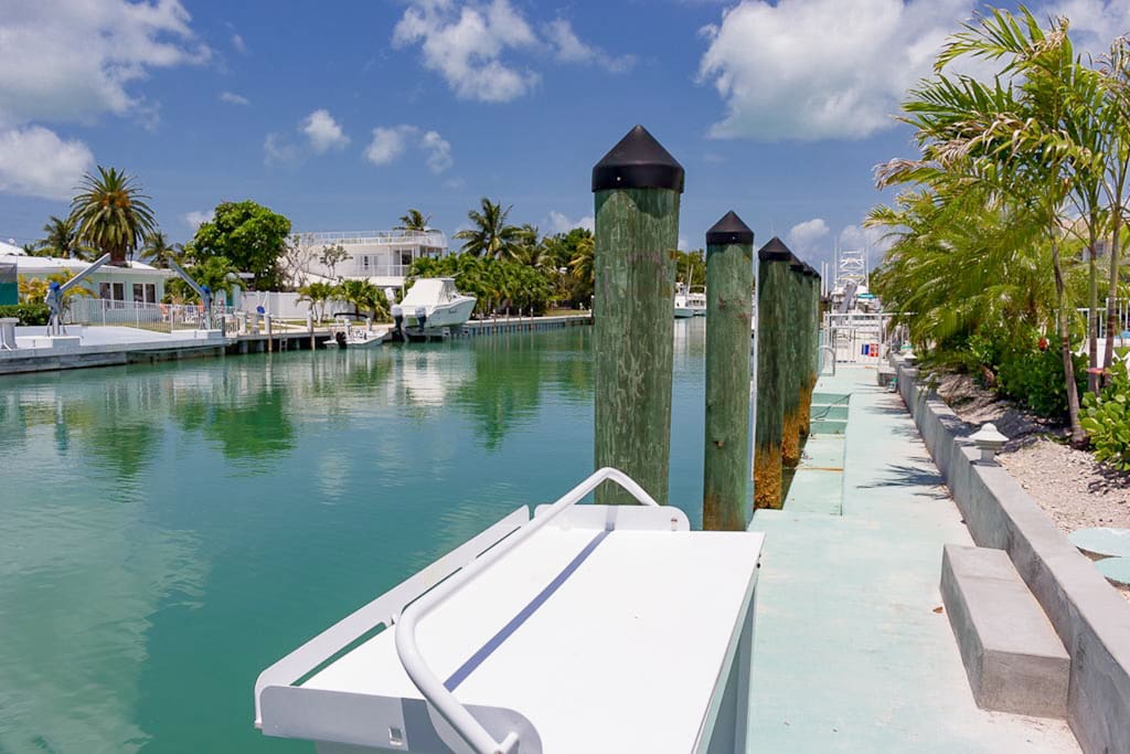 Ample private dock space for large boats in the deepwater canal.