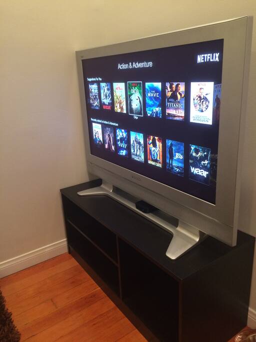 Your TV during your stay, Apple TV connected so you can watch Netflix and waaay more, or screen share from your iPhone.
