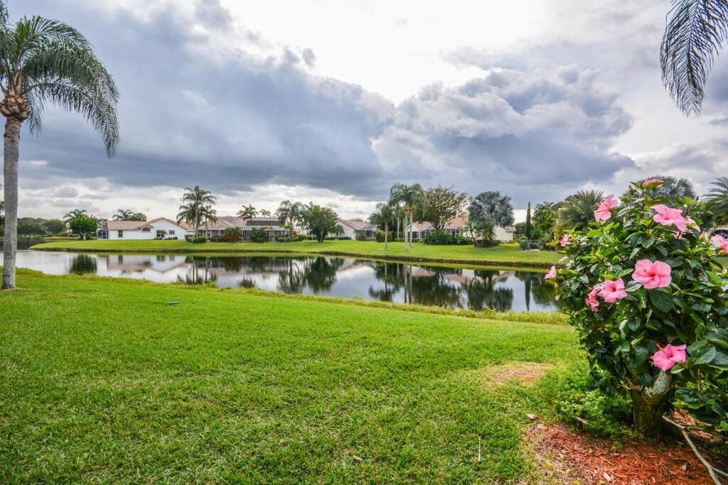 The house is in a tranquil setting, backing up to this beautiful waterway