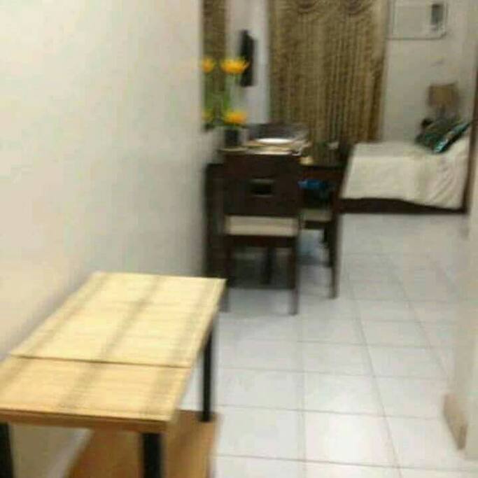 Bedside Lamp, Mirror beside the dining table