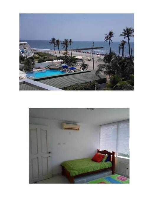 Confortable habitación con vista a la playa