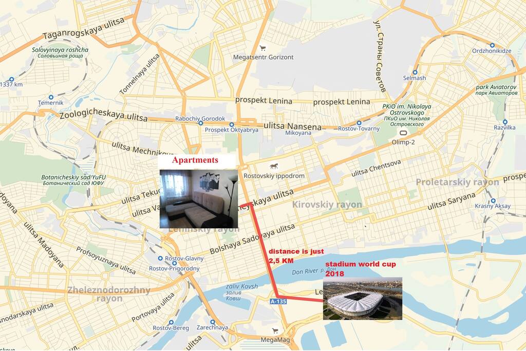 maps Apartments near the stadium World cup 2018