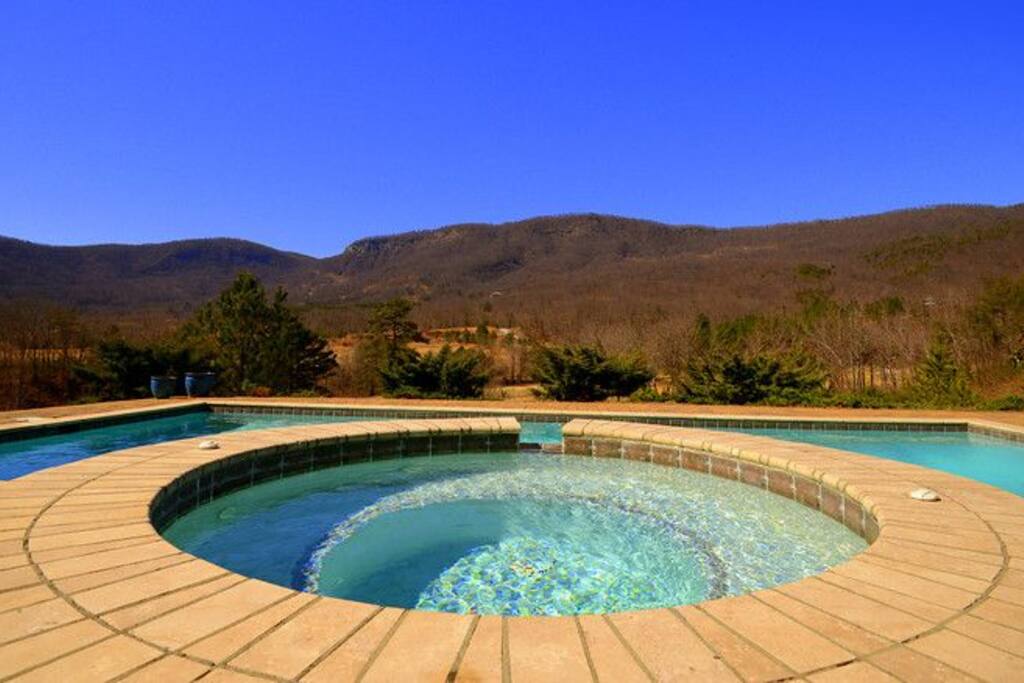 Mountain view from spa and pool.