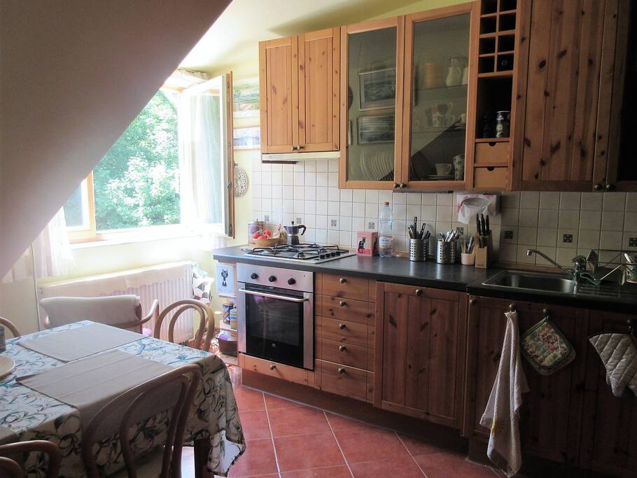Comfortable, fully furnished kitchen. You can easily prepare here your food using our utensils.