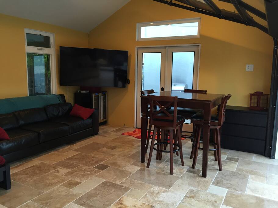 Interior pool house.