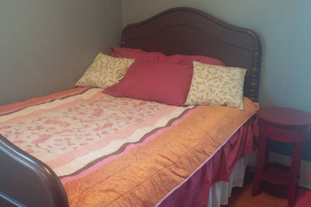 Antique 3/4 size bed with firm and comfortable custom mattress