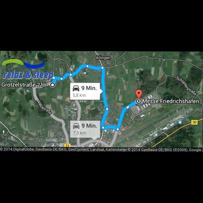 5.8 km or 9min to the exhibition centre by car.