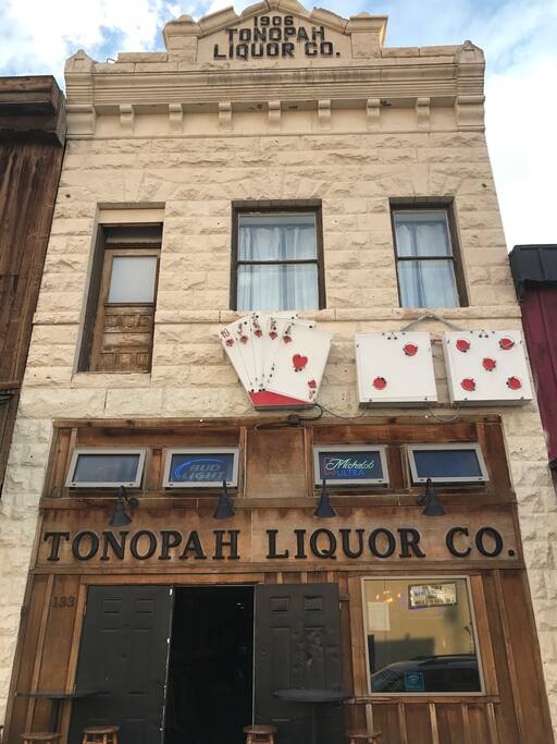 Main Street view of the building; Bar on the first floor and Harlot House (former brothel) on the second floor
