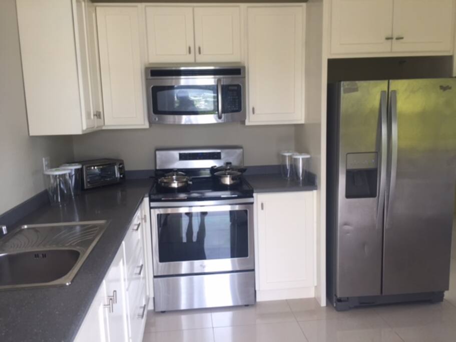 Kitchen with stainless steel appliances