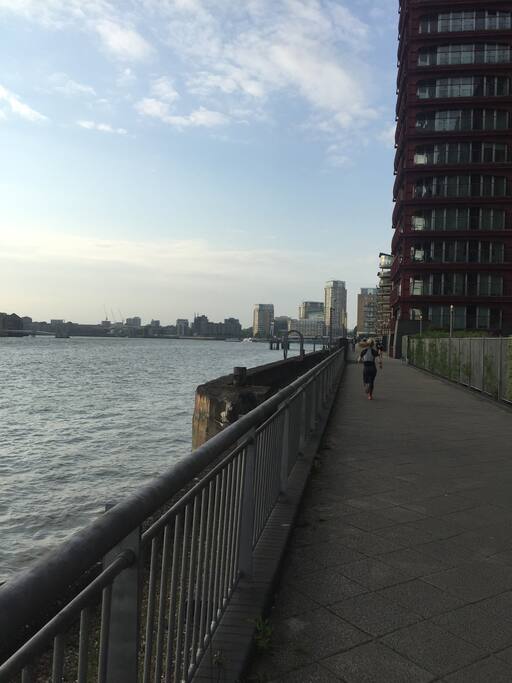 Thames walk immediately behind my Apartment. Also small beaches at low tide.