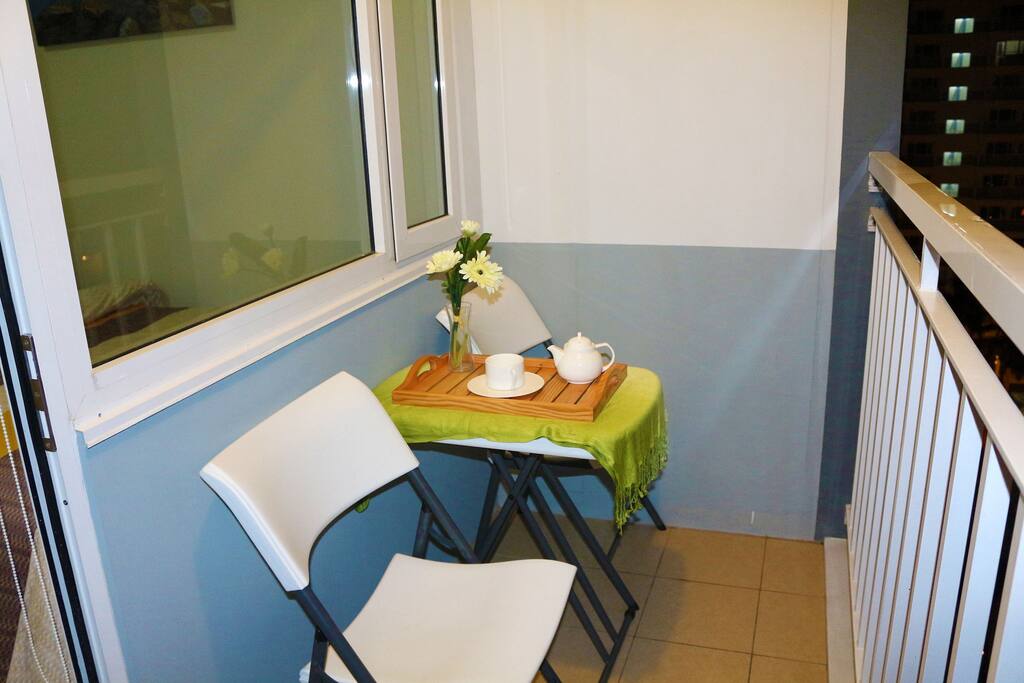 Enjoy a cup of tea or coffee in the balcony with the lovely view of the pool