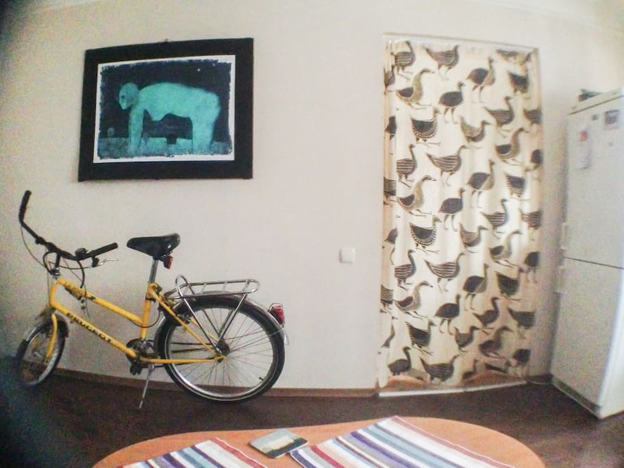 in winter time i keep my bicycle in the room, but it can be removed to the balcony if needed