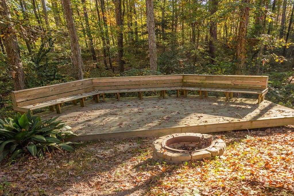 Fire pit overlooking the creek and woods.