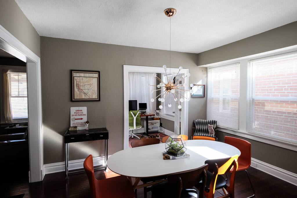 Dining room table is a perfect workspace