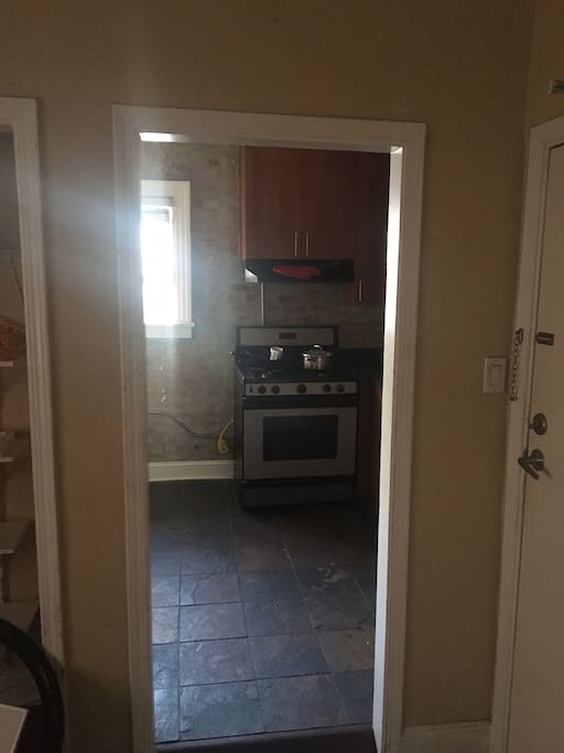 spacious kitchen -- full stove, oven, fridge