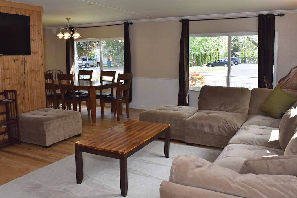Large open living room area with sectional couch