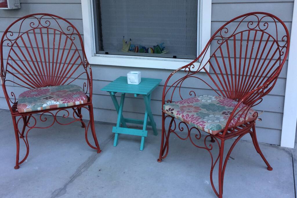 Welcome. Just walk outside, have a seat and enjoy the weather!