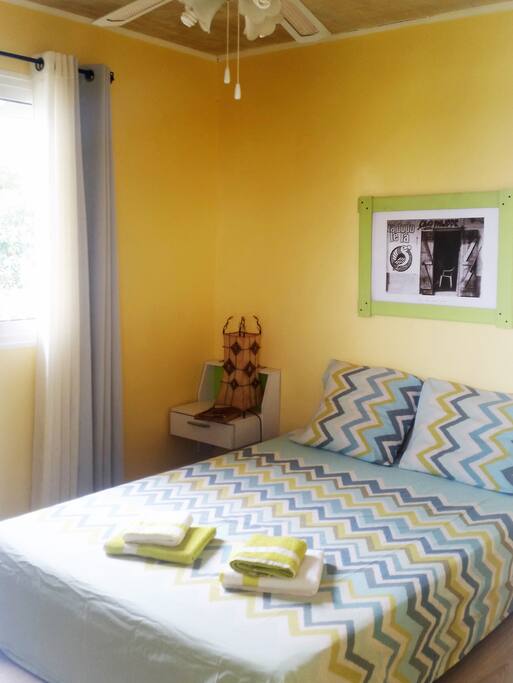 Chambre double avec plafonnier et gd placard