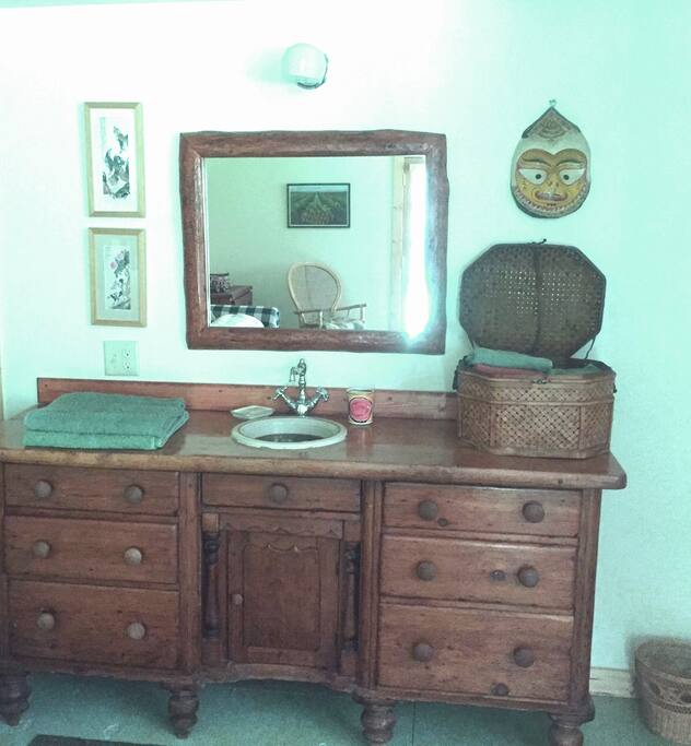 Your private 1/2 bathroom is within the Pineapple Room. But your shower is upstairs on 2nd floor.