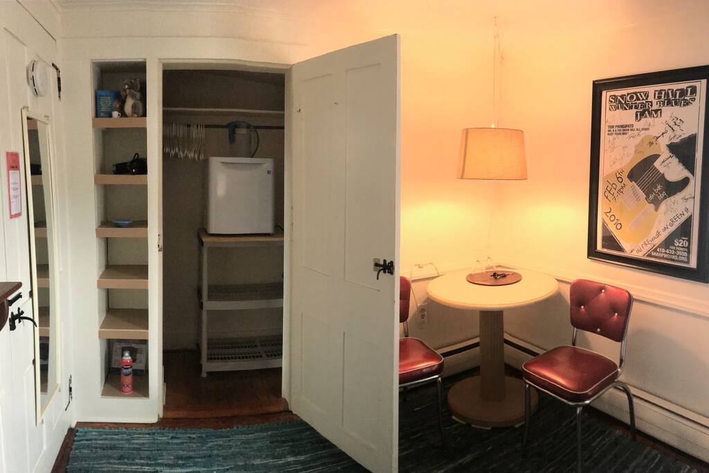 The refrigerator in the closet is for your use.