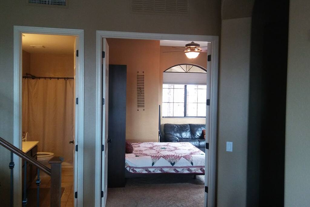 Private room and private bathroom right off of main entrance on the right.