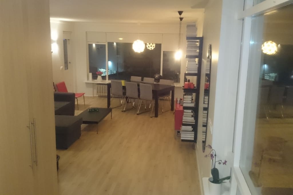 Living room seen from the apartment entrance