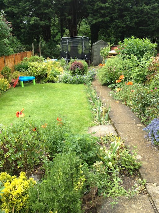 Large garden - with trampoline at the end!