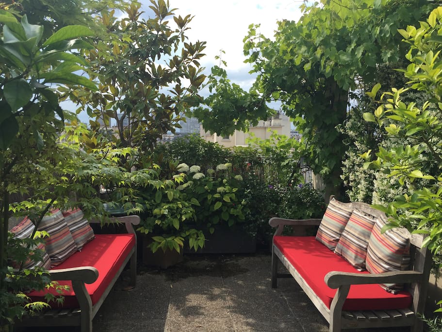 sofas in the garden
