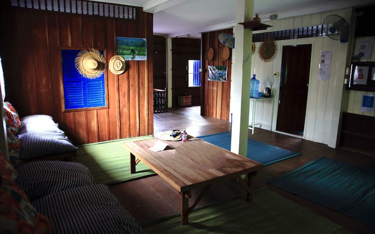 Private room in traditional khmere wood house