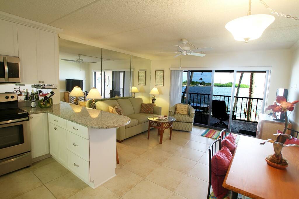 Open layout and tile flooring