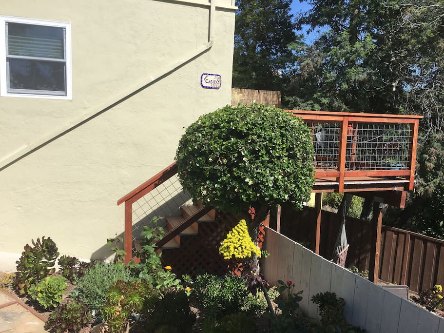Walk up to your private deck to enter the Casita!
