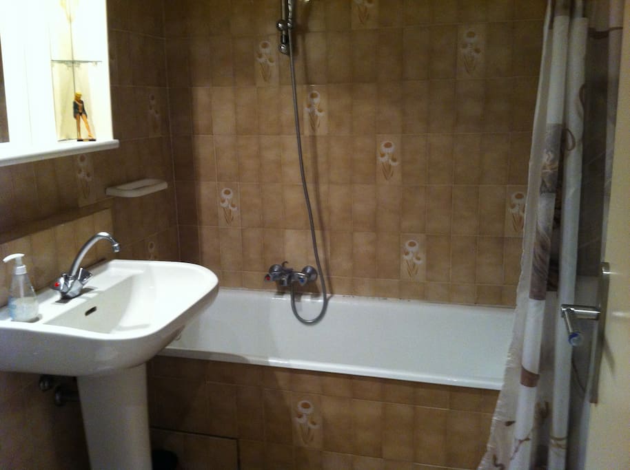 Baignoire, douche et sèche-serviettes, sèche-cheveux