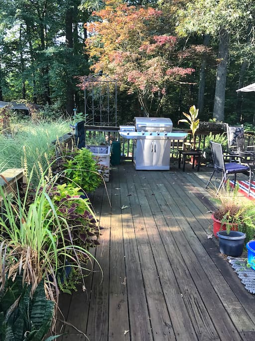 Porch in the summer - ready for a BBQ.