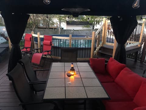 Beautiful large house with a hot tub and heated pool