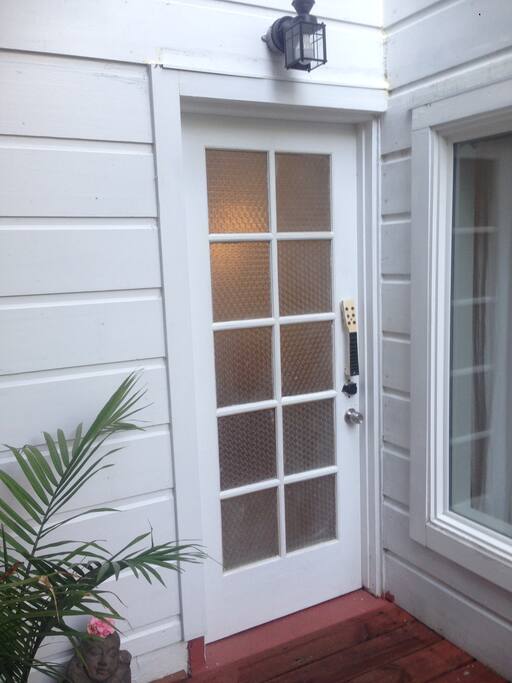 Entrance to studio, entry light with automatic timer
