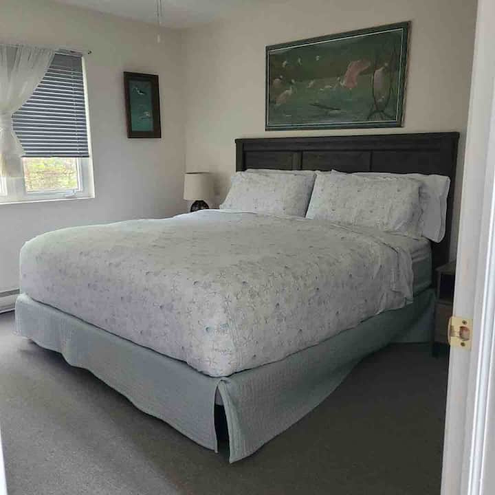 مساحة كبيرة في غرفة النوم الرئيسية مع مساحة تخزين كبيرة في خزانة الملابس