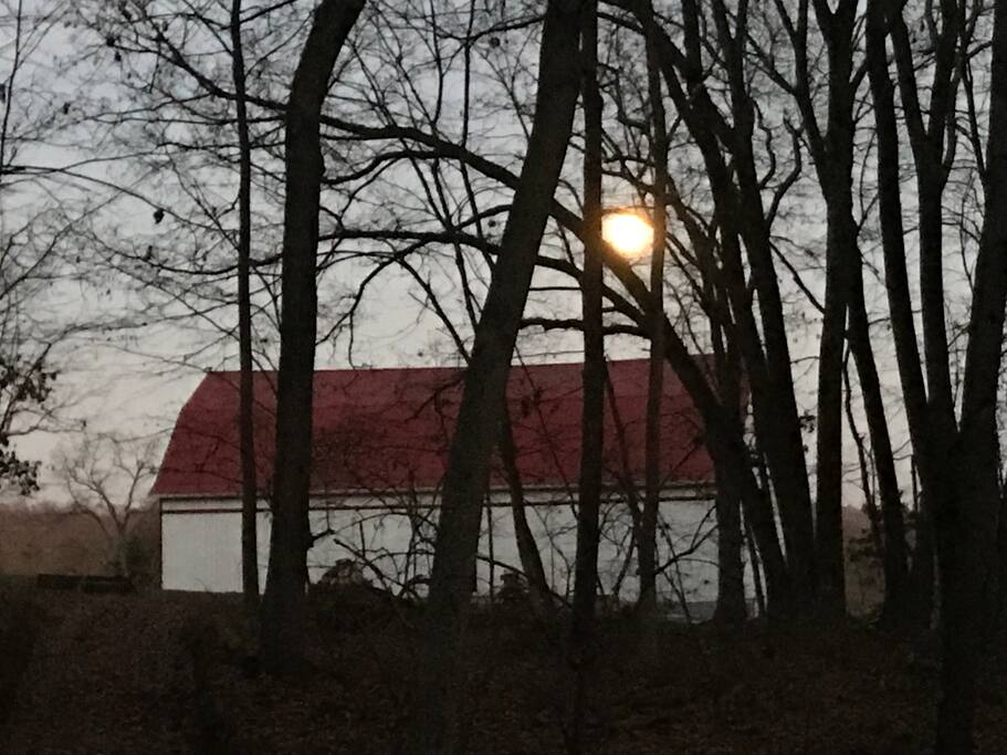 Large moon rising over the barn...late November...beautiful!
