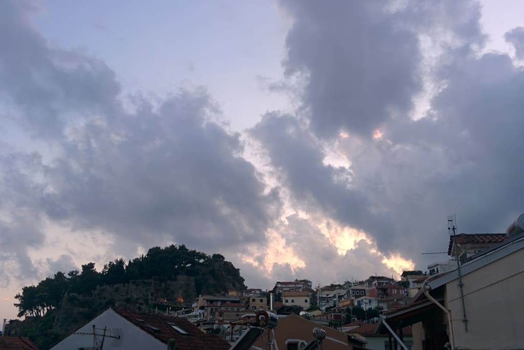 The view from the balcony of the 2nd floor... Parga's castle...