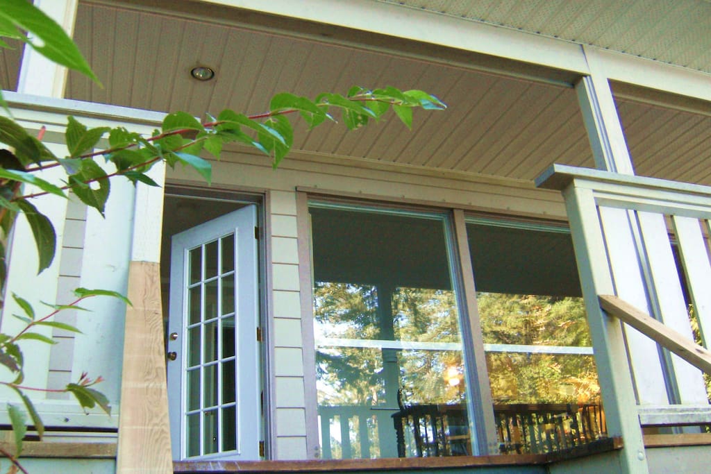 There's an entrance from the covered outside deck into the living room.