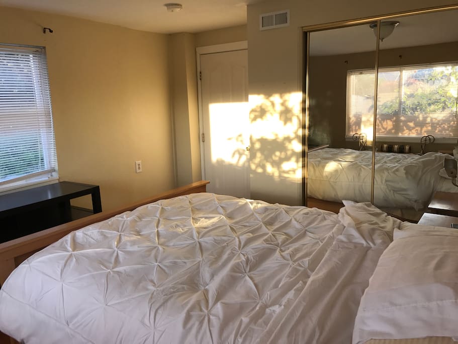 Comfy Queen Bed. Private room with door lock.