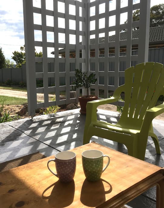 A relaxing cuppa can be enjoyed on the front patio.
