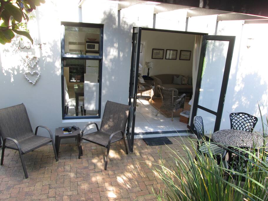 Private patio with kettle BBQ