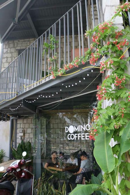 Domino Coffee Garden right downstairs where you can sip a cup of traditional Vietnamese coffee