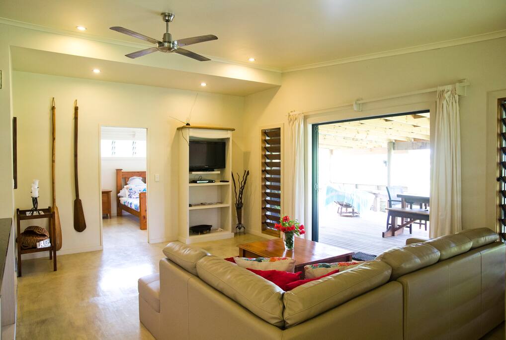Ceiling Fans, huge french doors for air flow