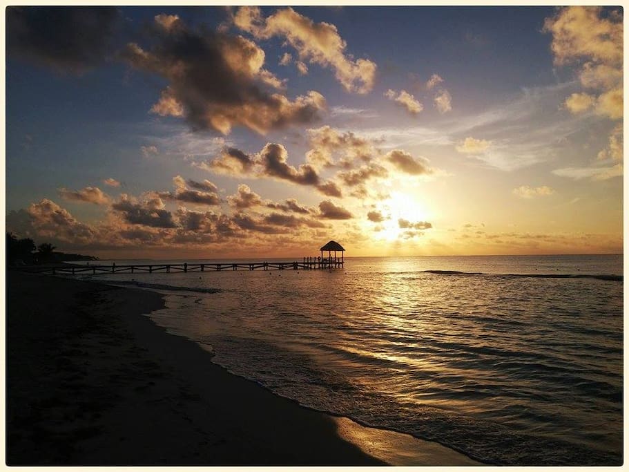 Sunrise at Xcalacoco beach, located just a brief walk from our property...