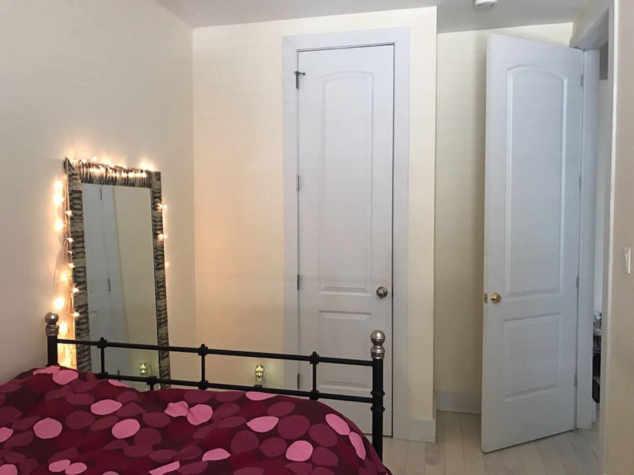 Bedroom with a full size bed