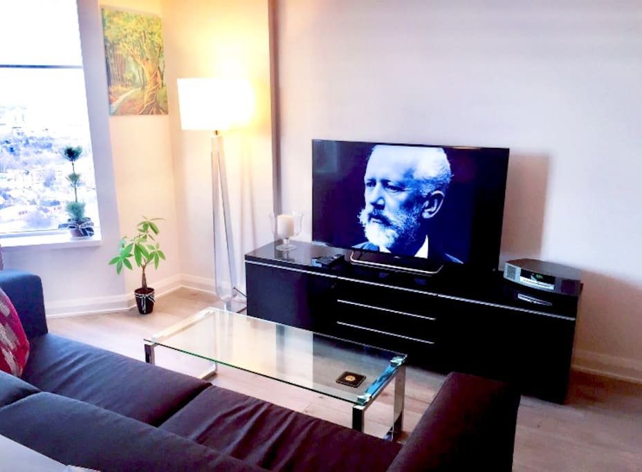 Living room with smart TV