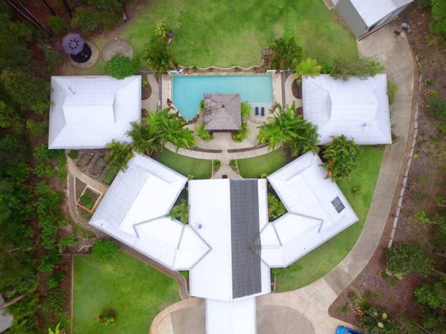 3 Bedroom guesthouse is building over looking pool on the right