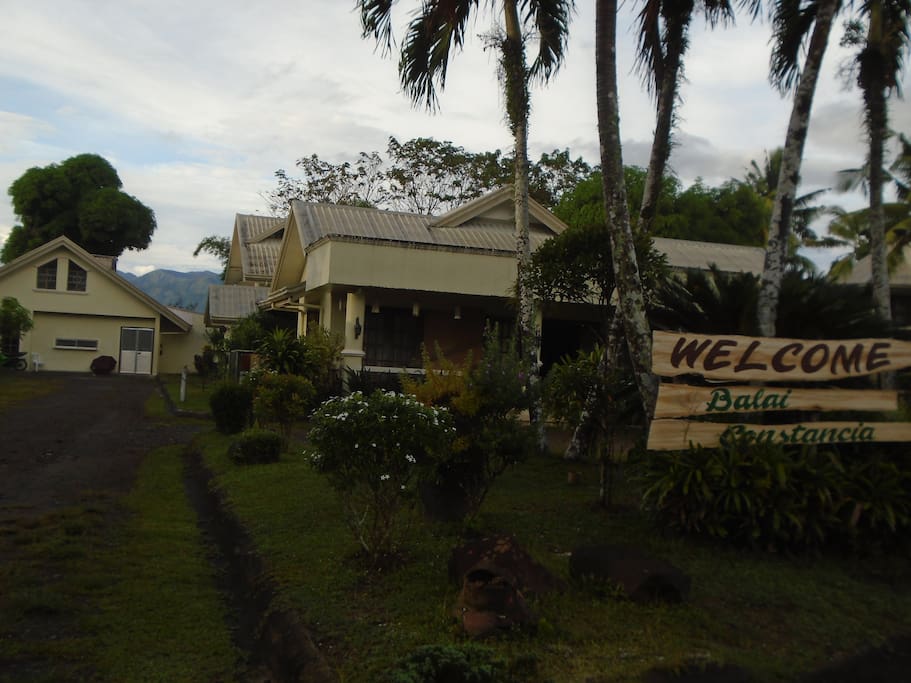Balai Constancia facade showing the kitchen (left) and the Main House (right).